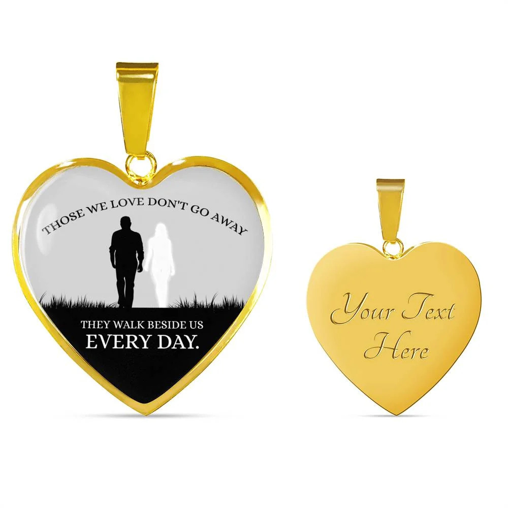 Those We Love Don'T Go Away Couple Necklace Personalized Engraved Gold Heart Ne